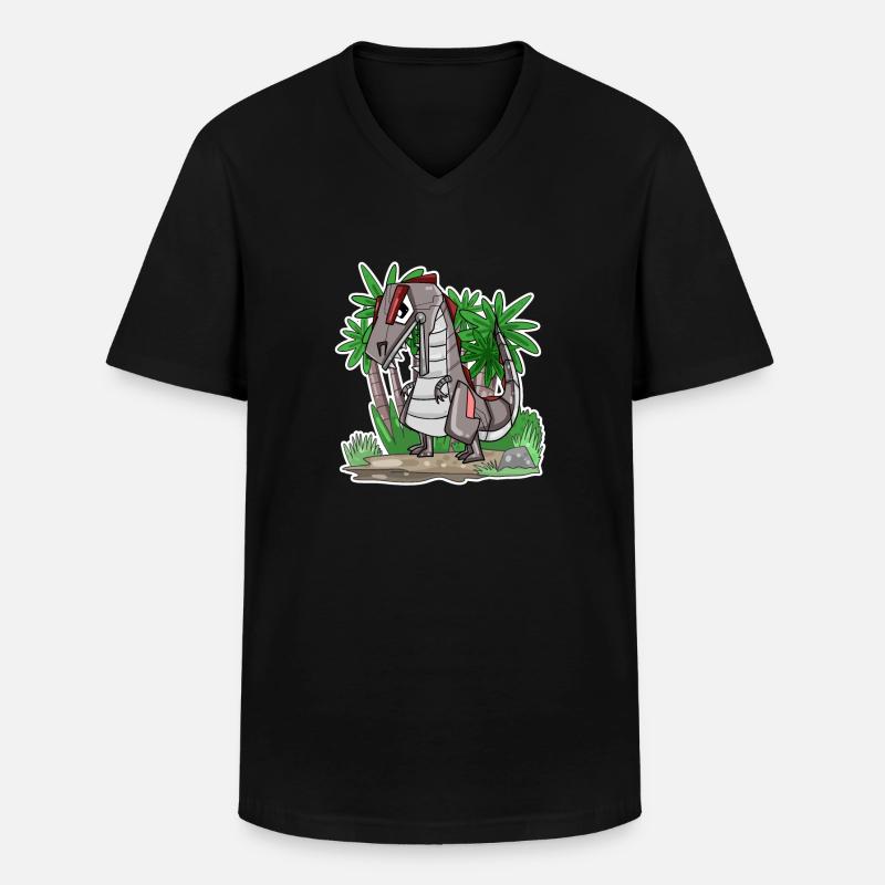 Roboter Dino Dinosaurier - Männer-T-Shirt mit V-Ausschnitt - Schwarz