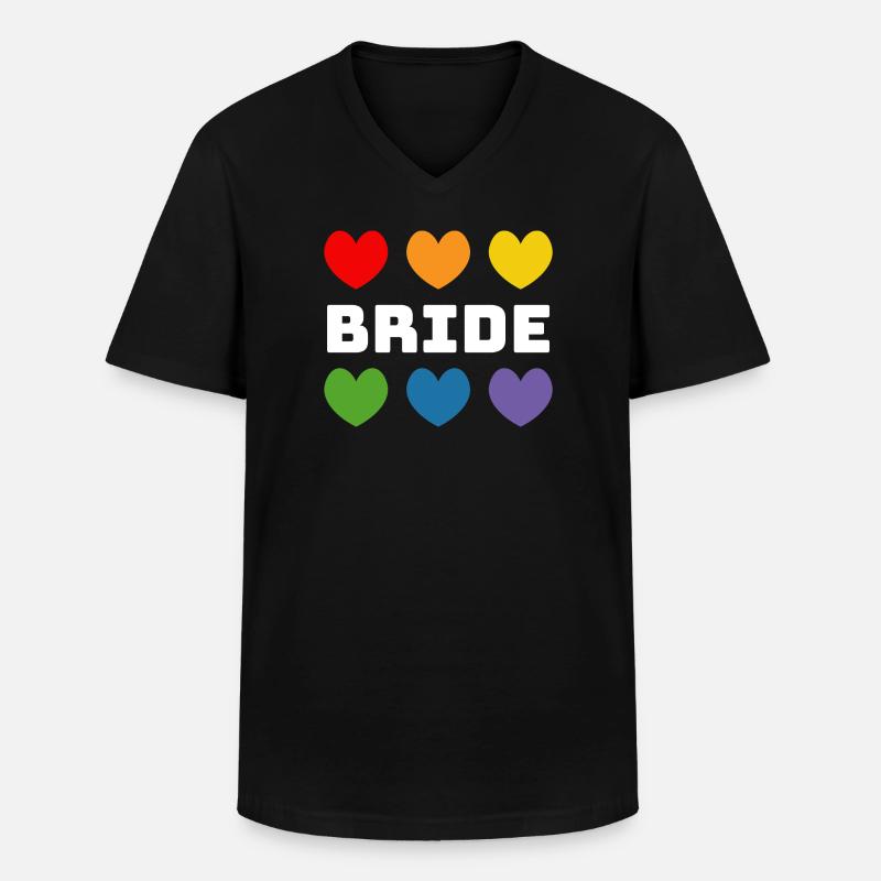 Regenbogenherzchen Bride weiss - Männer-T-Shirt mit V-Ausschnitt - Schwarz