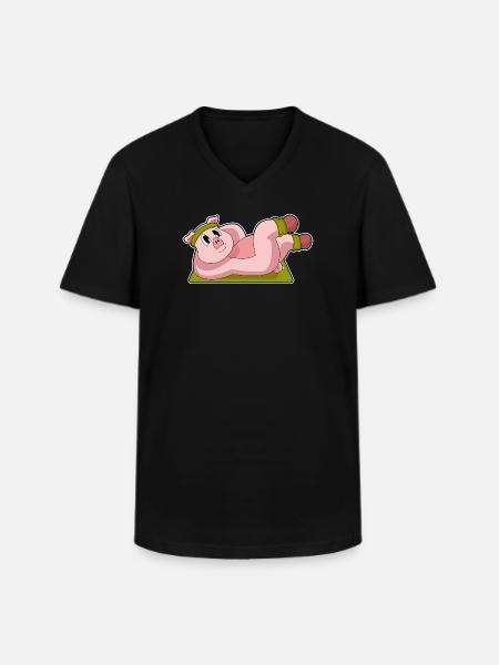 Pig Abdominal Workout Bodybuilding - Men's V-Neck T-Shirt - black
