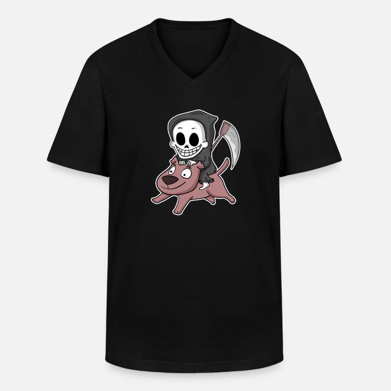Sensenmann Hund - Männer-T-Shirt mit V-Ausschnitt - Schwarz