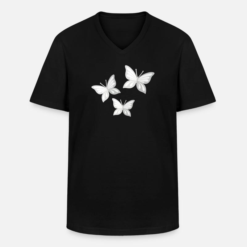 Schmetterling; Schmetterling - Männer-T-Shirt mit V-Ausschnitt - Schwarz