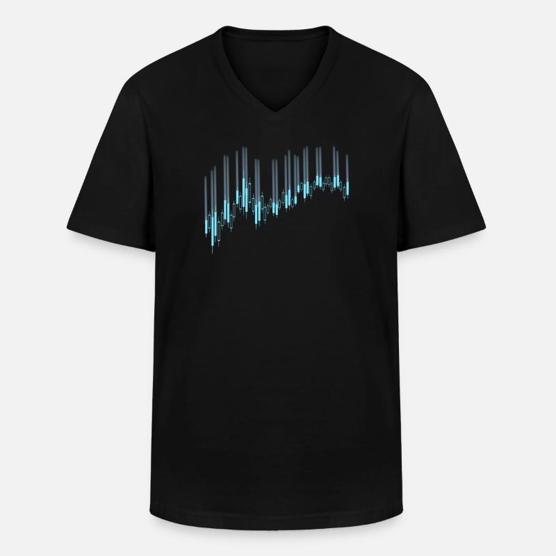 Candlestick-Diagramm - Männer-T-Shirt mit V-Ausschnitt - Schwarz