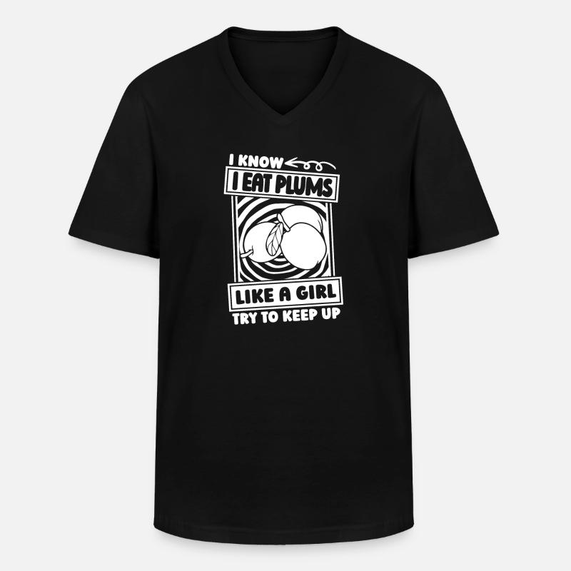 Pflaumen Mädchen - Männer-T-Shirt mit V-Ausschnitt - Schwarz