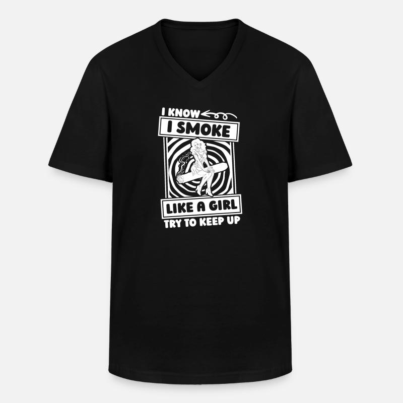 Zigarre Mädchen - Männer-T-Shirt mit V-Ausschnitt - Schwarz
