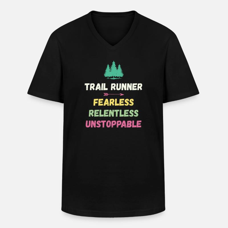 Trail Runner - Intrépide. Implacable. Imparable. - T-shirt col V Homme - noir