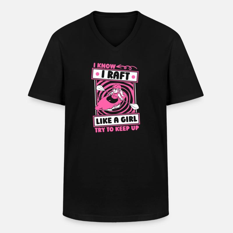 Rafting Mädchen - Männer-T-Shirt mit V-Ausschnitt - Schwarz