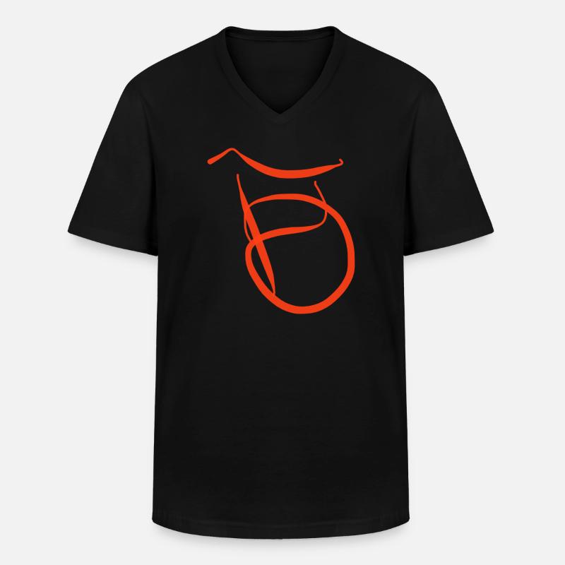 Oranger B auf schwarzem Pullover - Männer-T-Shirt mit V-Ausschnitt - Schwarz