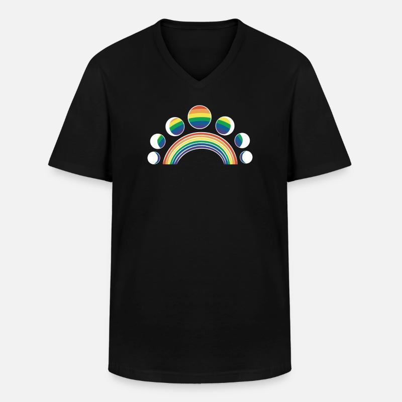 LGBT Mondphasen Monde Regenbogen - Männer-T-Shirt mit V-Ausschnitt - Schwarz