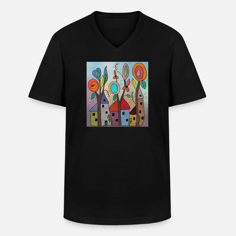 Elfendörfchen - Männer-T-Shirt mit V-Ausschnitt - Schwarz