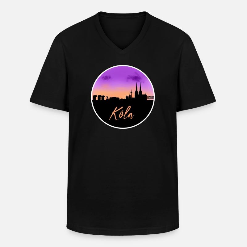Köln Fine Skyline - Männer-T-Shirt mit V-Ausschnitt - Schwarz