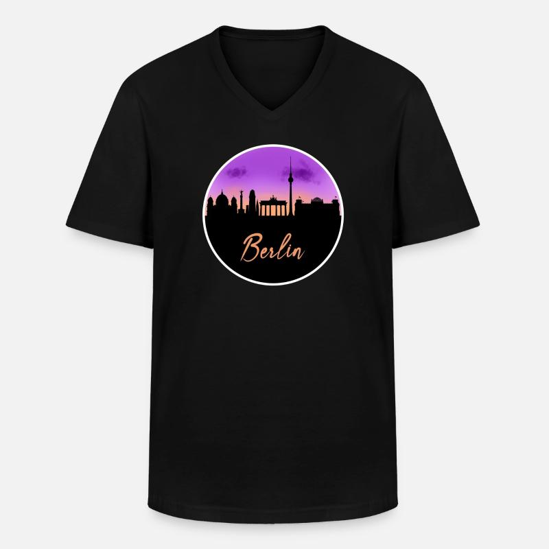 Berlin Fine Skyline - Männer-T-Shirt mit V-Ausschnitt - Schwarz