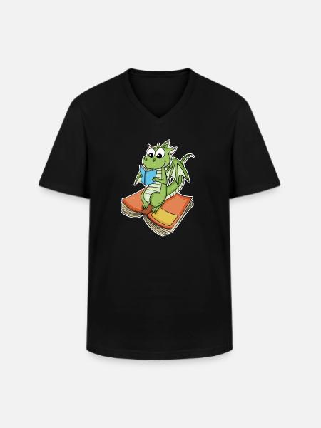 Books Dragon Dragon - Men's V-Neck T-Shirt - black