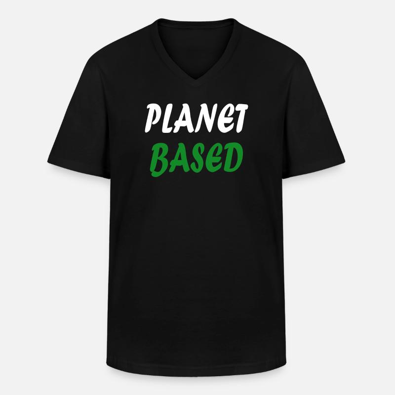 Planet based vegan - Männer-T-Shirt mit V-Ausschnitt - Schwarz