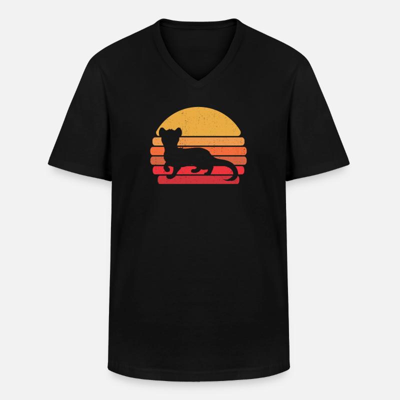 Frettchen Iltis Cool - Männer-T-Shirt mit V-Ausschnitt - Schwarz