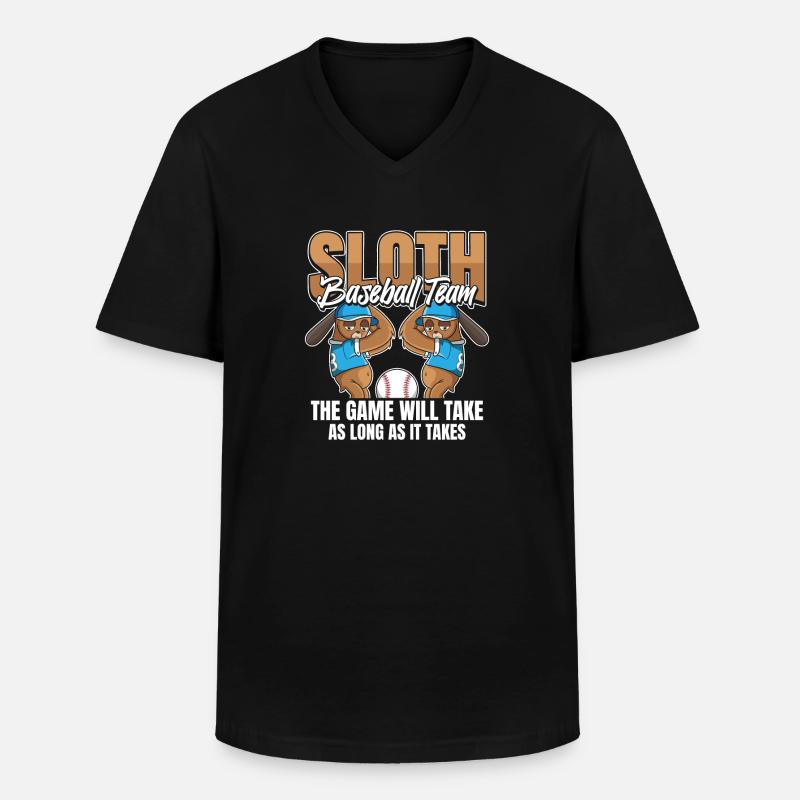 Sloth Team Sloth Baseball - T-shirt col V Homme - noir