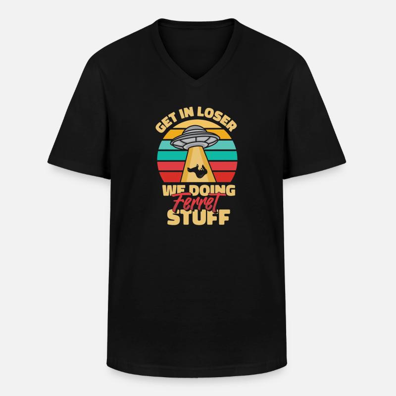Frettchen Iltis Lustig - Männer-T-Shirt mit V-Ausschnitt - Schwarz