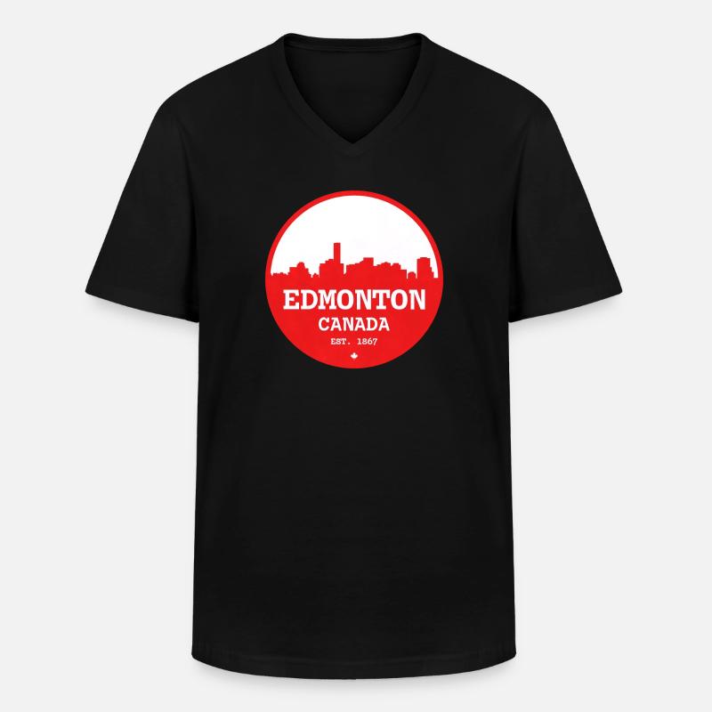 Edmonton Skyline Rundkreis - Männer-T-Shirt mit V-Ausschnitt - Schwarz