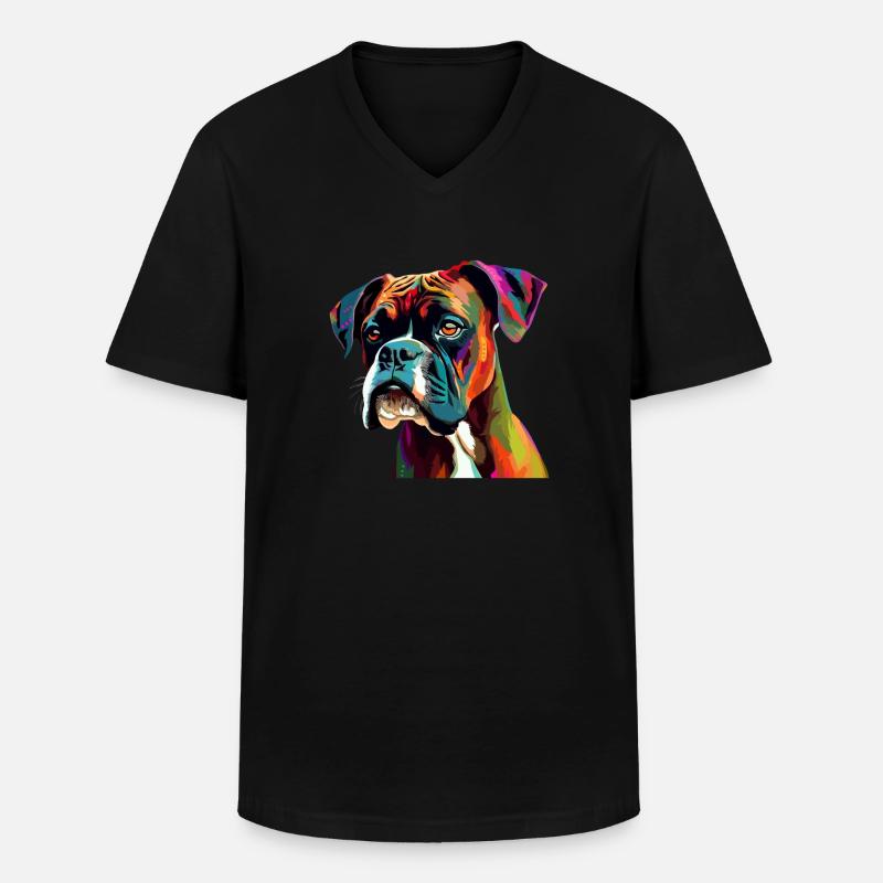 Boxer Hund Bunt - Männer-T-Shirt mit V-Ausschnitt - Schwarz