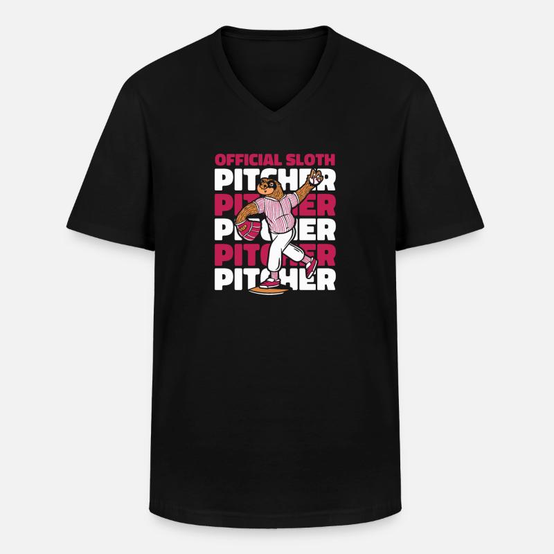 Faultier Krug Faultier Baseball - Männer-T-Shirt mit V-Ausschnitt - Schwarz