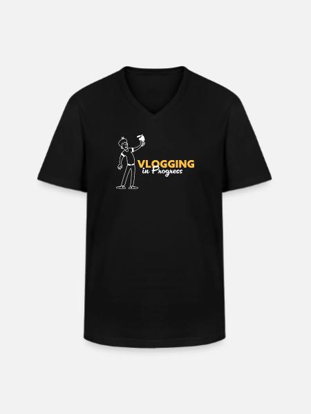 Vlogging in progress - Men's V-Neck T-Shirt - black