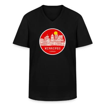Winnipeg City Skyline Circle - Men's V-Neck T-Shirt - black - Front - AI Model Male 178 dark (178cm)