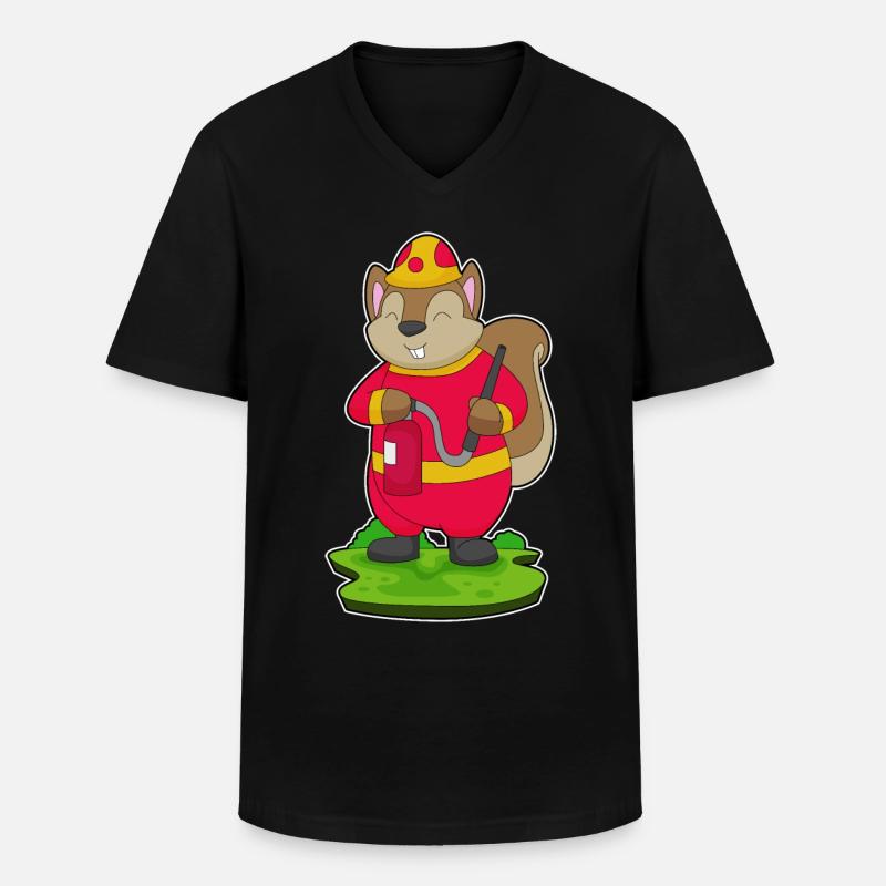 Squirrel Firefighter Fire Hose - Men's V-Neck T-Shirt - black