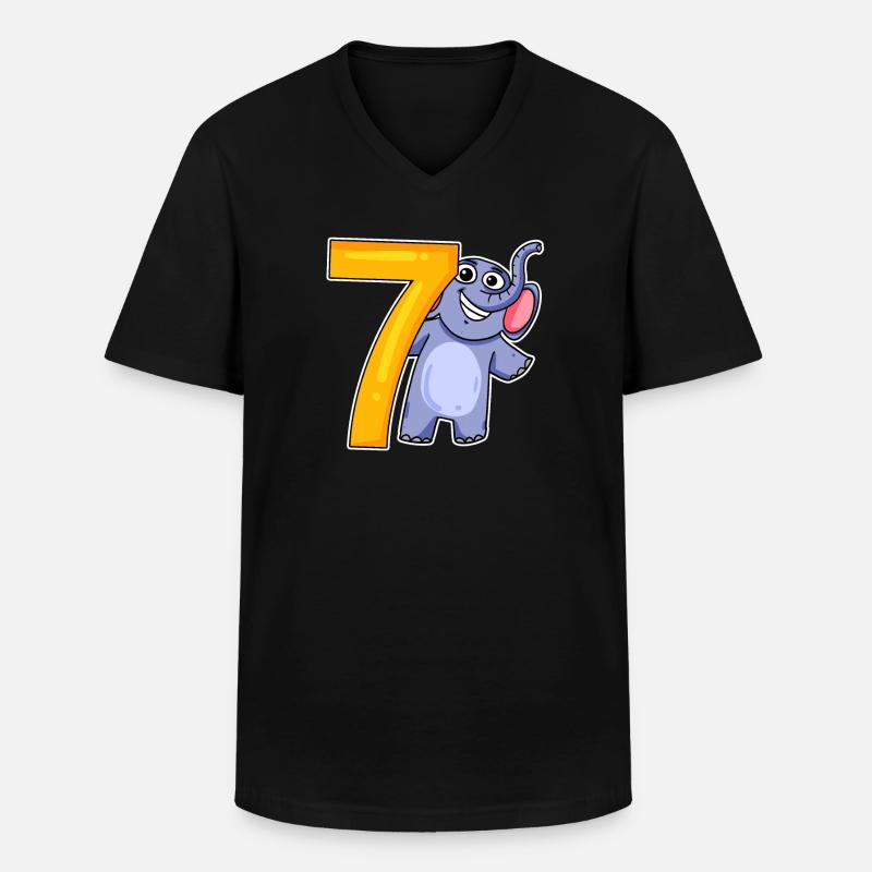sieben - 7 - Männer-T-Shirt mit V-Ausschnitt - Schwarz