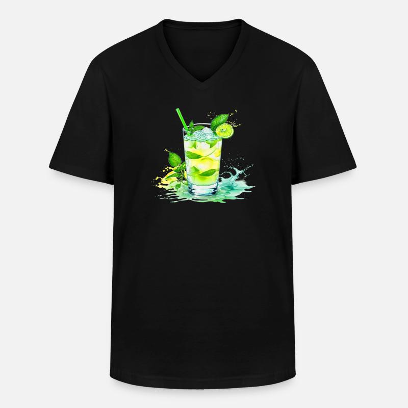 Mojito - Männer-T-Shirt mit V-Ausschnitt - Schwarz