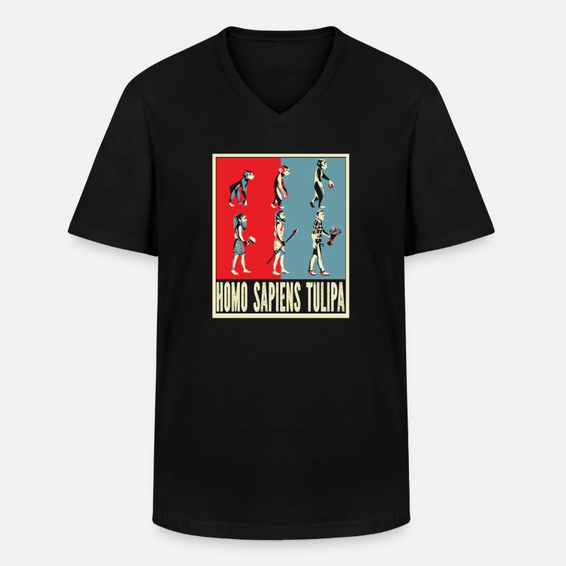 Tulipes Evolution Tulipes - T-shirt col V Homme - noir