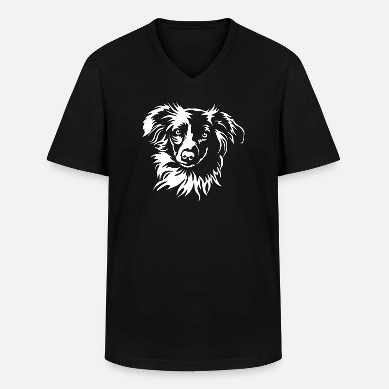 Miniature Australian Shepherd Kopf "Black Edition" - Männer-T-Shirt mit V-Ausschnitt - Schwarz