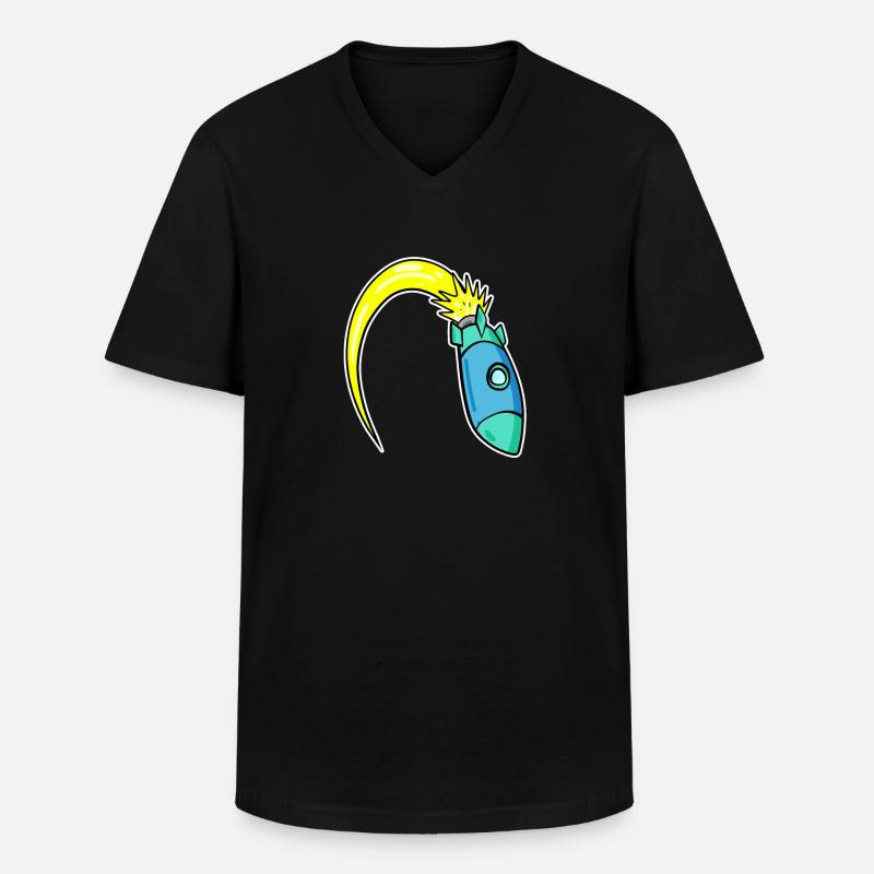 Rakete - Männer-T-Shirt mit V-Ausschnitt - Schwarz