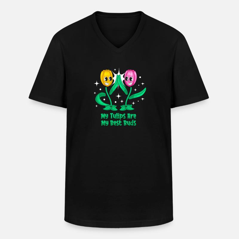 Tulpen Niedlich - Männer-T-Shirt mit V-Ausschnitt - Schwarz