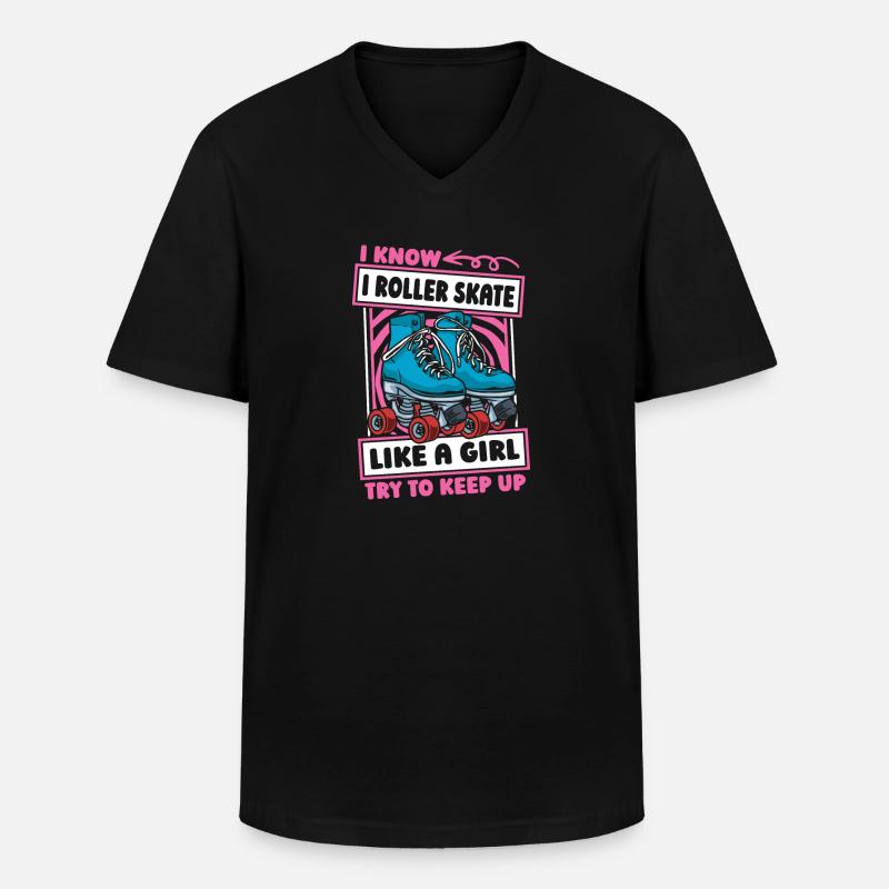 Roller skating Roller skating - Men's V-Neck T-Shirt - black