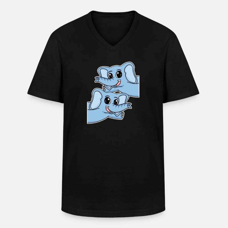Elefant Elefanten - Männer-T-Shirt mit V-Ausschnitt - Schwarz