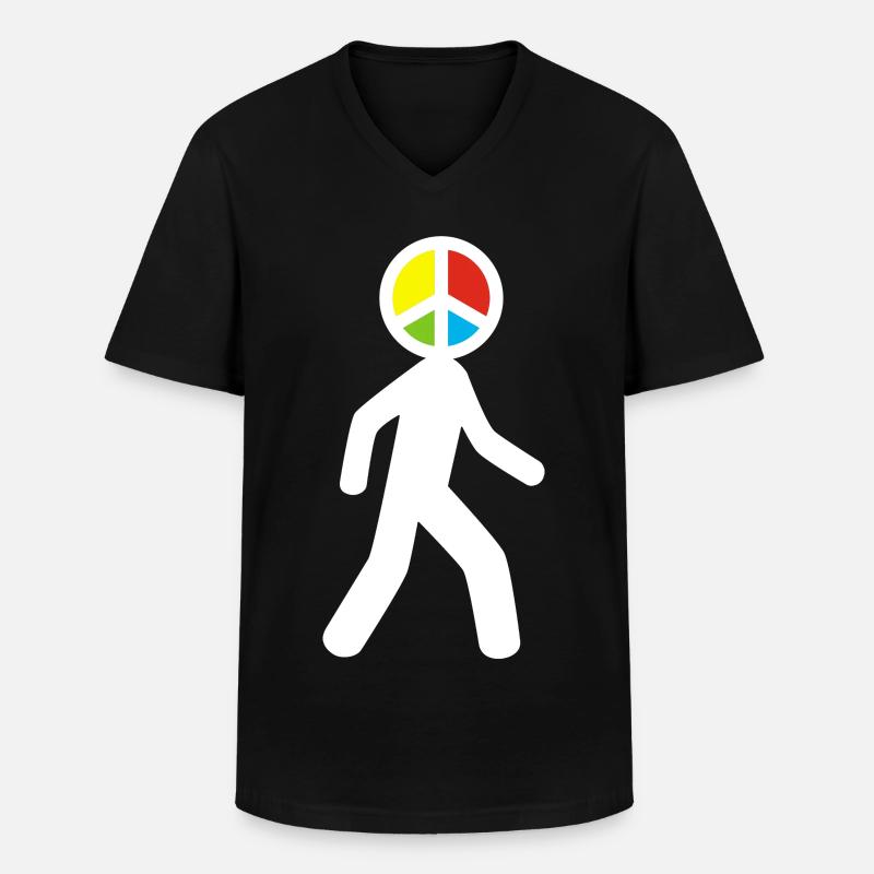 Mann des Friedens (weiß) - Männer-T-Shirt mit V-Ausschnitt - Schwarz