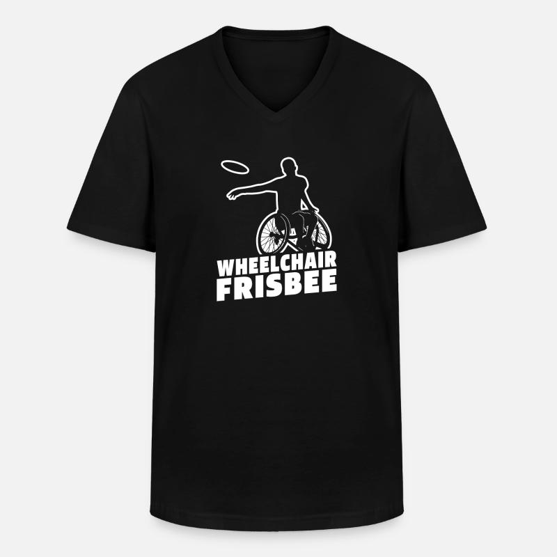 Frisbee Rollstuhl - Männer-T-Shirt mit V-Ausschnitt - Schwarz