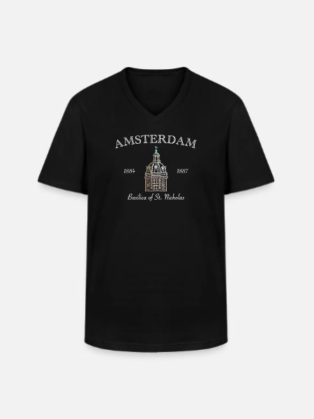 Amsterdam, Basilique Saint-Nicolas, Pays-Bas - T-shirt col V Homme - noir