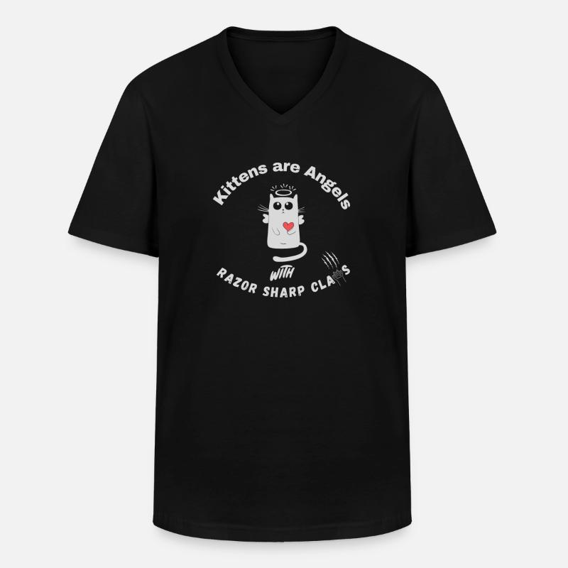 Kittens are Angels with razor sharp claws - Cats - Männer-T-Shirt mit V-Ausschnitt - Schwarz