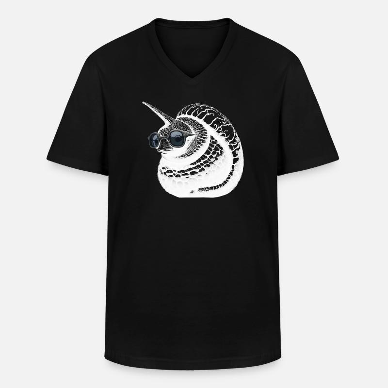 Coole EinhornSchnecke - Männer-T-Shirt mit V-Ausschnitt - Schwarz