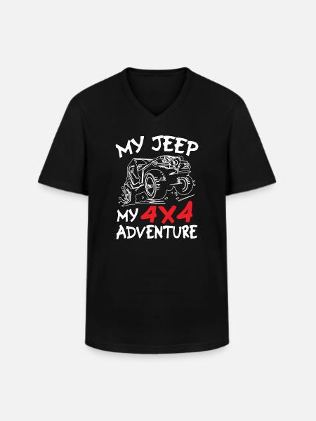 Mes Jeeps Mon Aventure - T-shirt col V Homme - noir