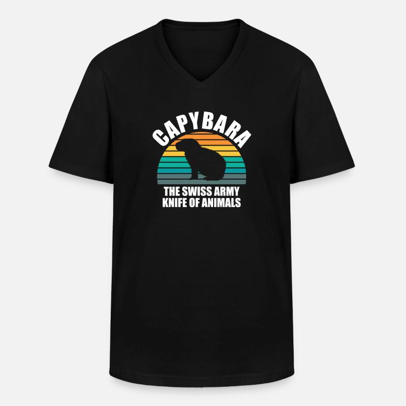Capybara Zootier Design - Männer-T-Shirt mit V-Ausschnitt - Schwarz