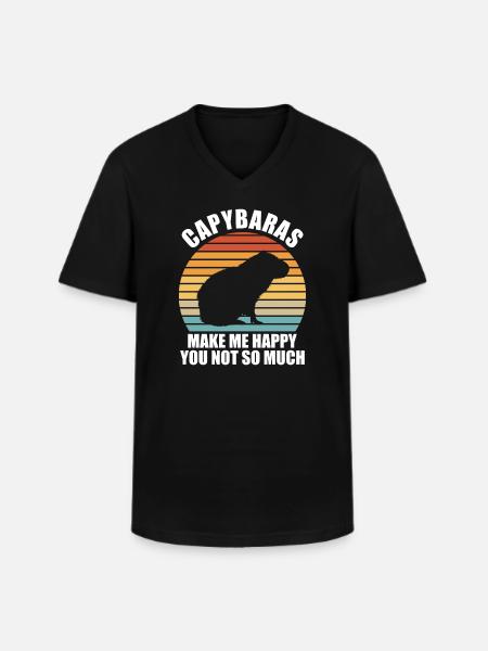 Capybara Zoo Animal Design - Men's V-Neck T-Shirt - black