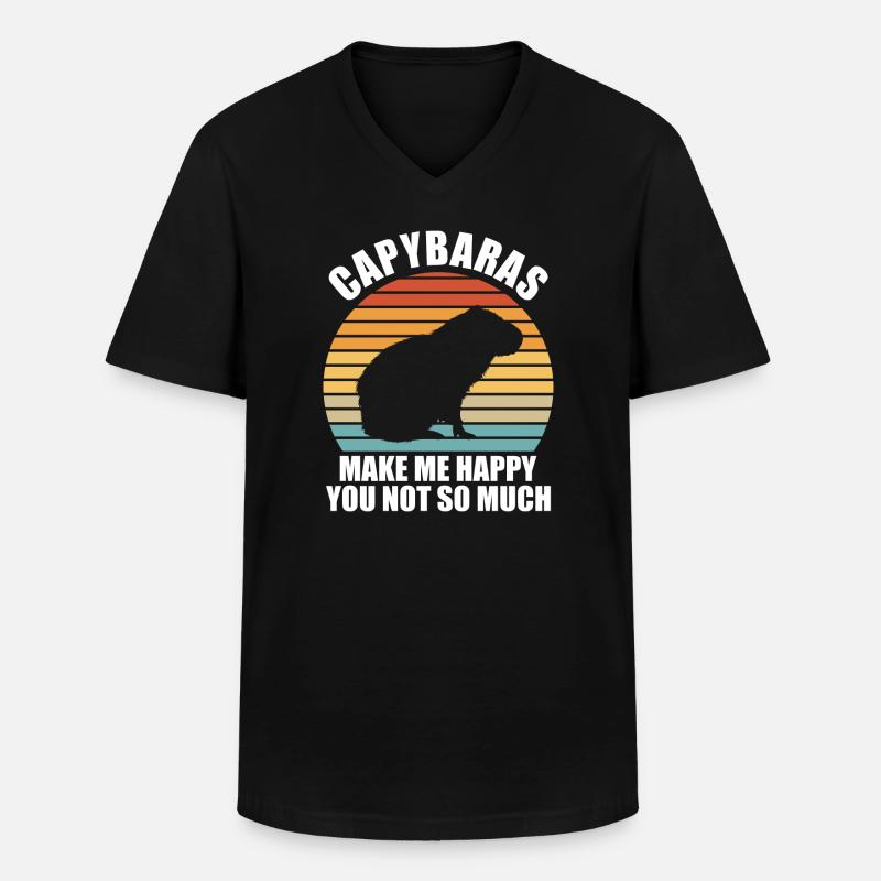 Capybara Zootier Design - Männer-T-Shirt mit V-Ausschnitt - Schwarz