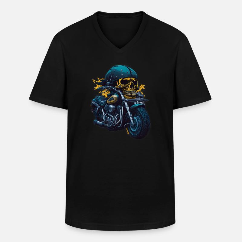 Biker Skull - Männer-T-Shirt mit V-Ausschnitt - Schwarz