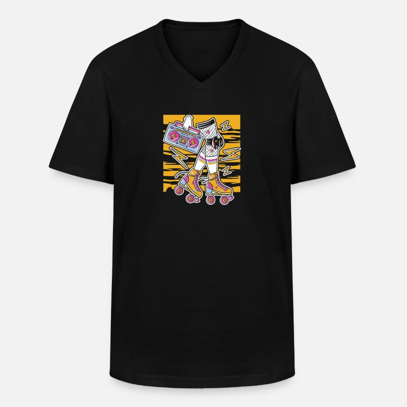 Roller Skating Roller Roller Filles - T-shirt col V Homme - noir