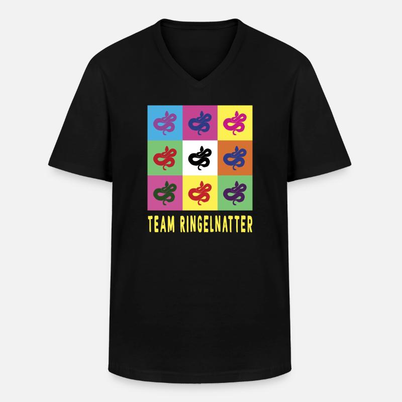Team Ringelnatter - Männer-T-Shirt mit V-Ausschnitt - Schwarz