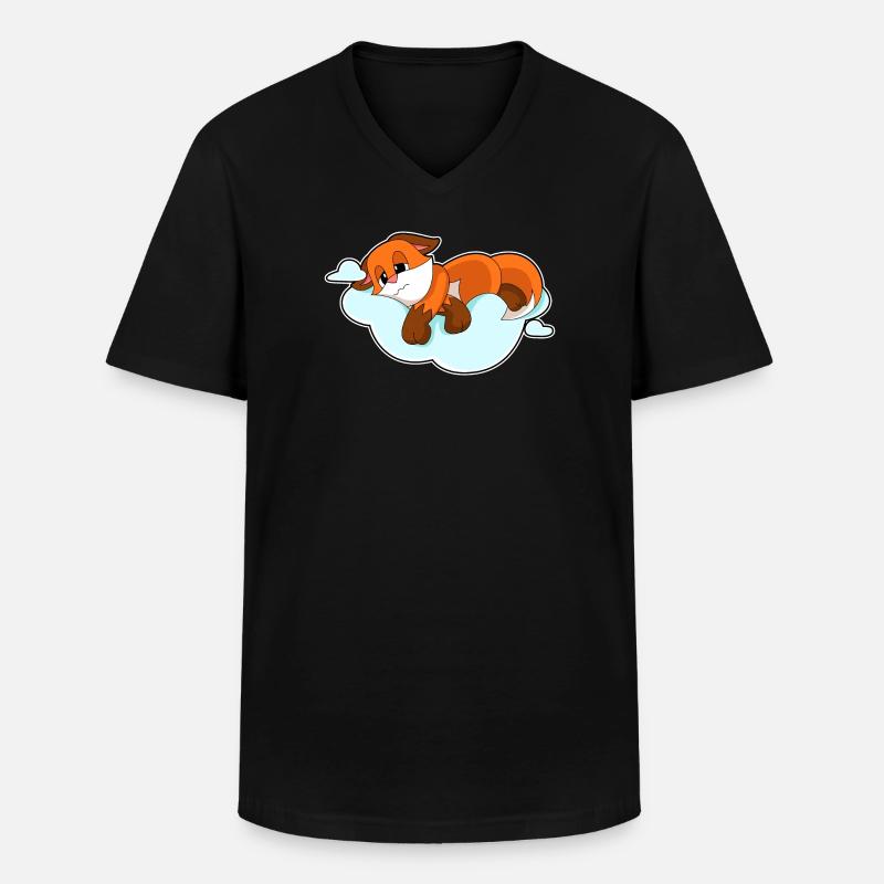 Fuchs Wolken - Männer-T-Shirt mit V-Ausschnitt - Schwarz