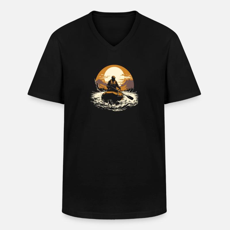 Rafting Sonne - Männer-T-Shirt mit V-Ausschnitt - Schwarz