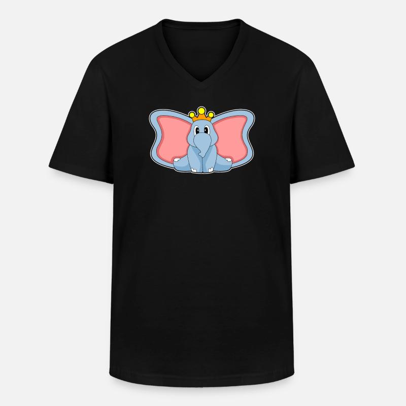 Elefant Krone - Männer-T-Shirt mit V-Ausschnitt - Schwarz