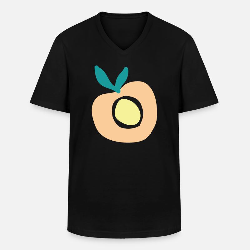 Pfirsich - Männer-T-Shirt mit V-Ausschnitt - Schwarz